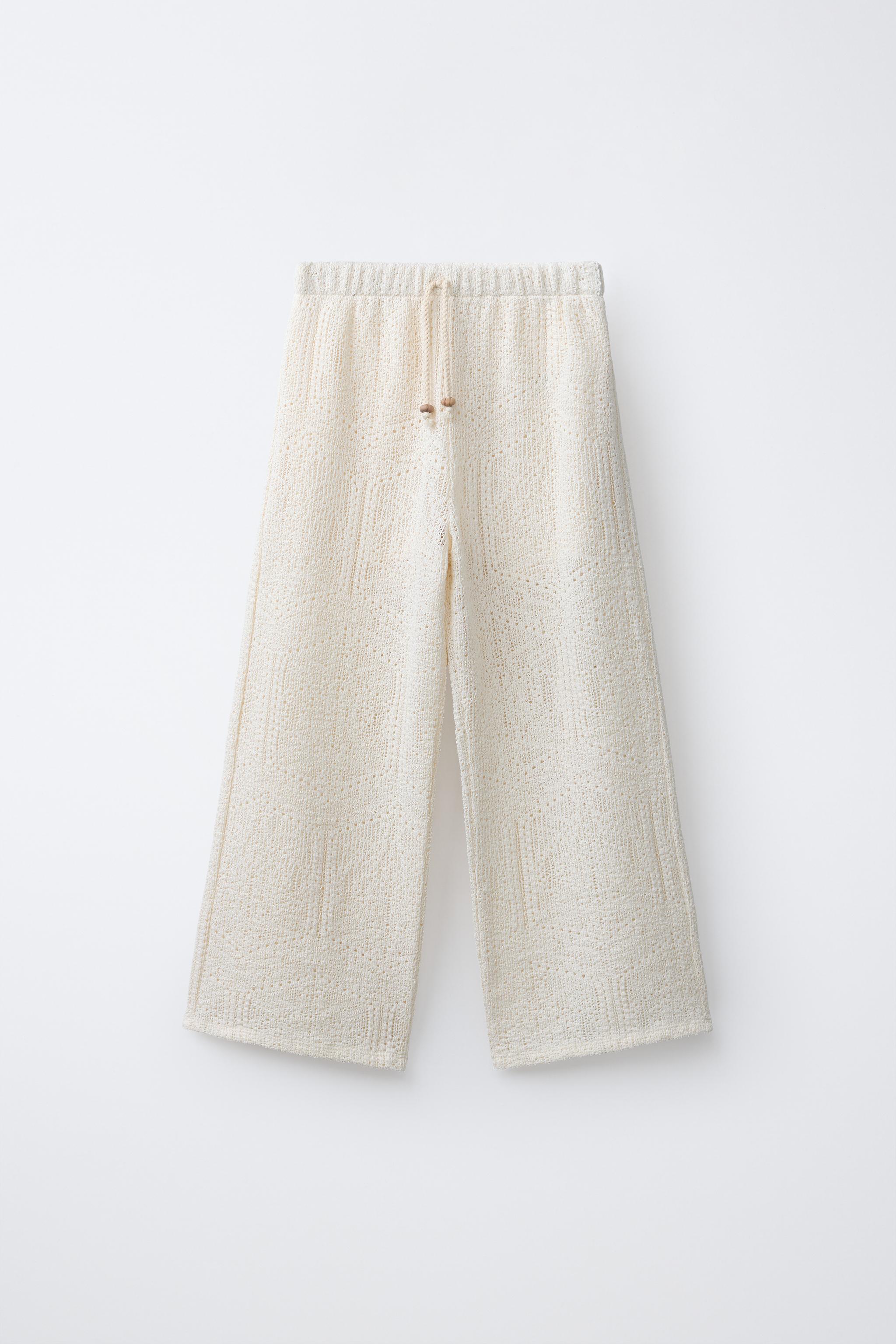 WIDE LEG OPEN-KNIT LACE PANTS